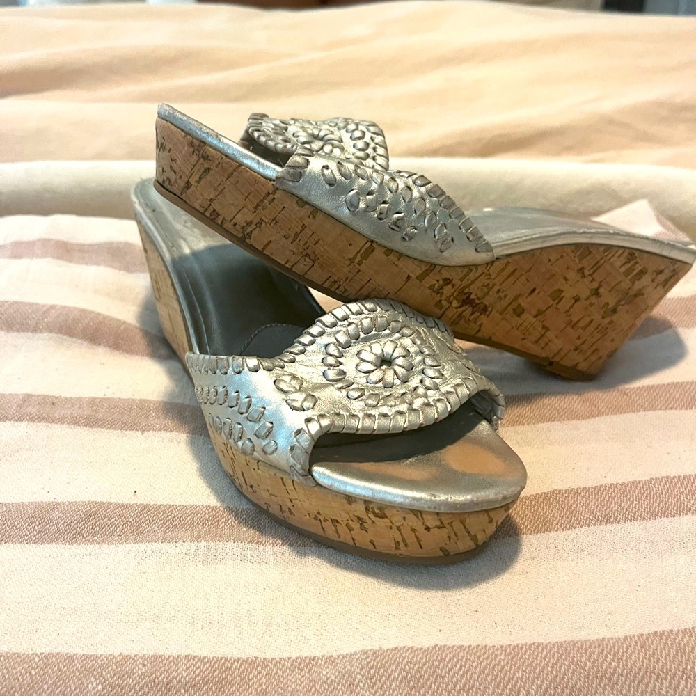 Jack Rogers Metallic Cork Wedges Size 7